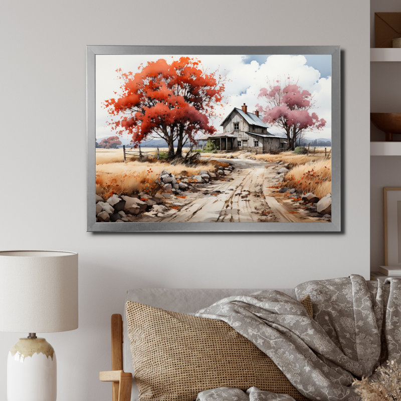 Masumah " Farmhouse Harmony ", 12" H x 20" W, Gold Picture Framed