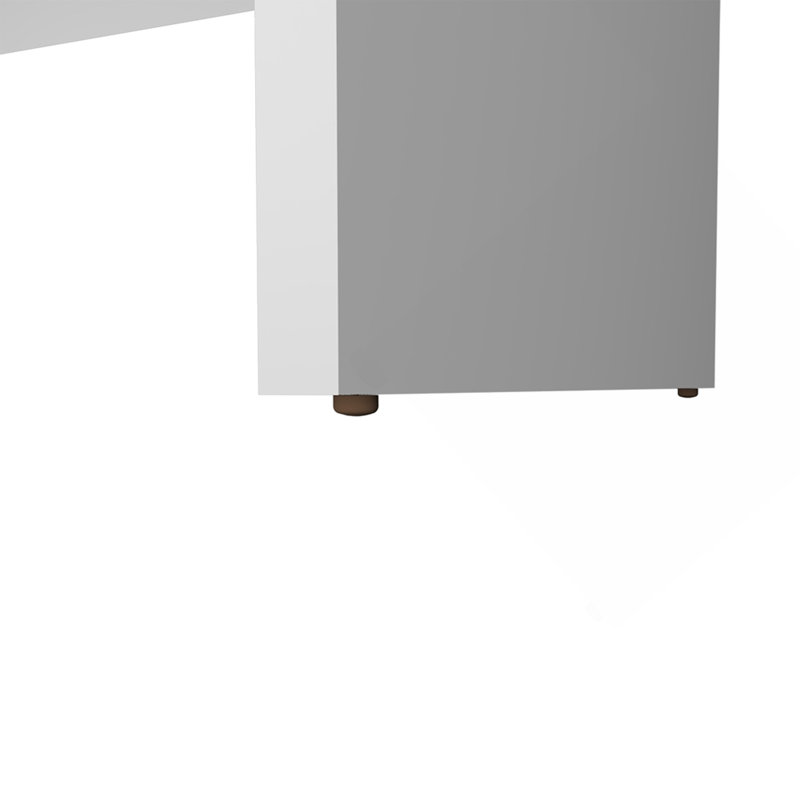 Bureau de travail minimaliste Rough Rock avec gestion des câbles. Blanc, White