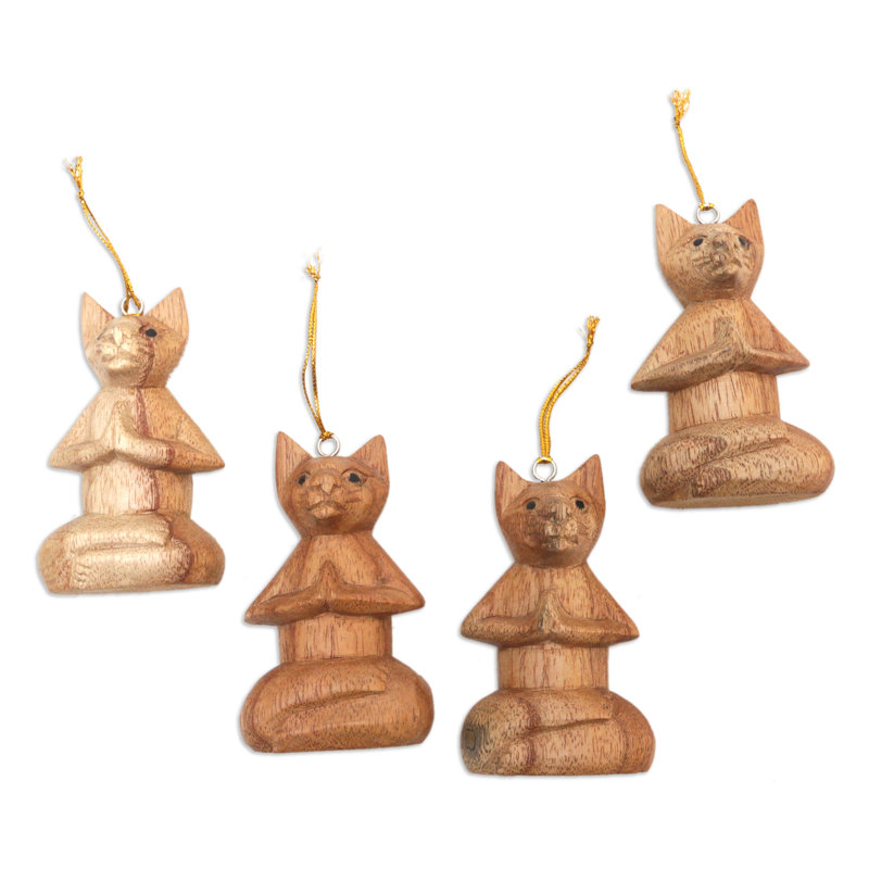 3.9'' Handmade Wood Animals Hanging Figurine Ornament