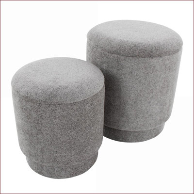 Ottomans 2-Piece Contemporary Storage Set by LumiSource | Slate Gray | Grey Fabric