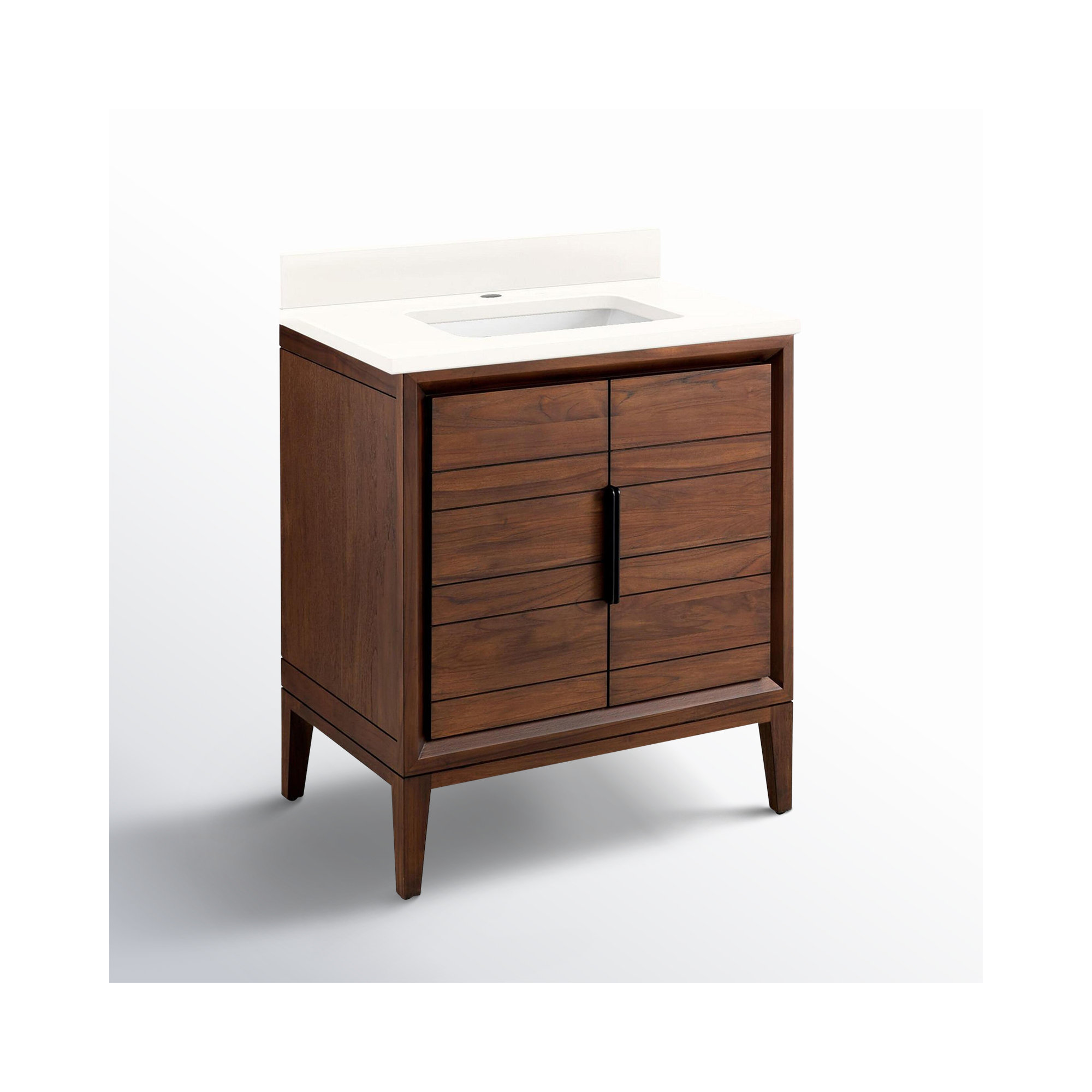 30" Aliso Single Bathroom Vanity Set with Rectangular Undermount Sink, Arctic White Quartz, Single-Hole Centered, Java