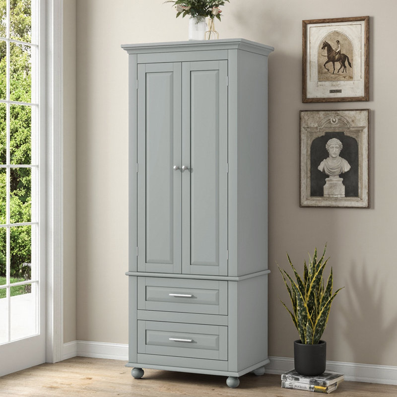 Grande armoire de rangement pour salle de bain et bureau avec 2 tiroirs et une tablette réglable - conception anti-basculement, imperméable pour une utilisation dans plusieurs pièces