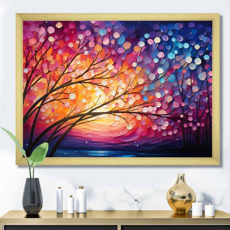 Hardedge Art Sublime Tree Symmetry III - Modern Canvas Art Print, H 24 po x l 32 po x P 1 po, Encadrement doré