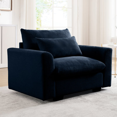 Fauteuil simple bleu en velours côtelé pour la chambre à coucher - Fauteuil de construction
