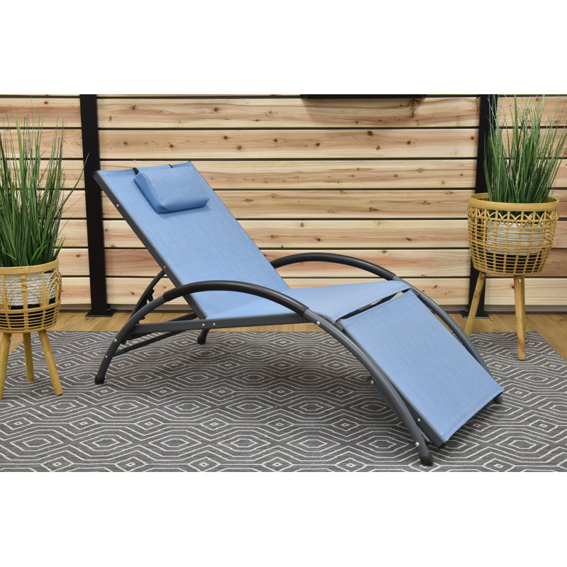 Vivere Dematteo Aluminum Reclining Dockside Lounger Made with Premium Phifertex Outdoor Fabric, Blue