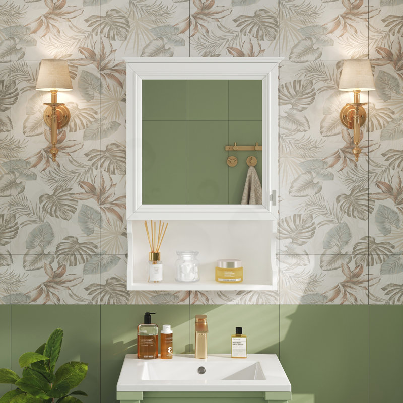 Armoire de rangement murale avec miroir, White