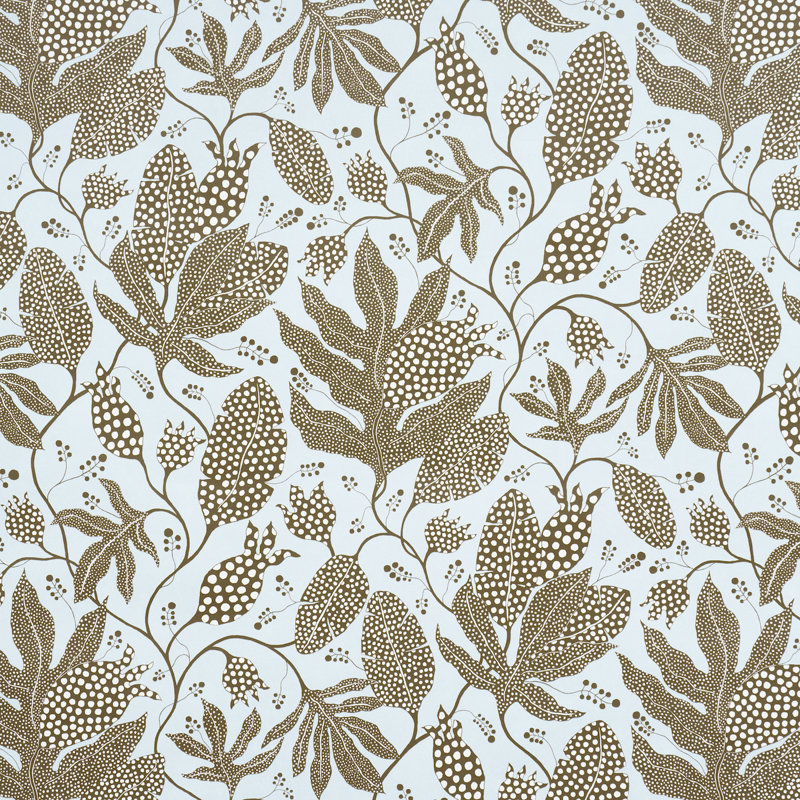 Schumacher x Marian Mcevoy Polka Dot Jungle Wallpaper, Brown & Sky