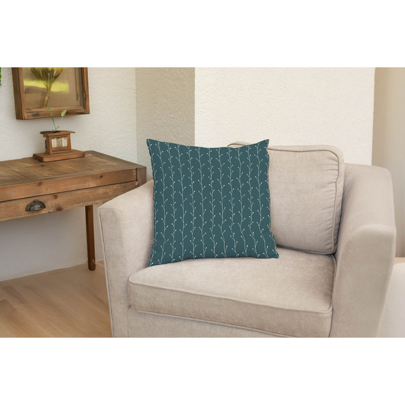 Coussin décoratif Vine Branch, Turquoise poussiéreux, Carré 16 po