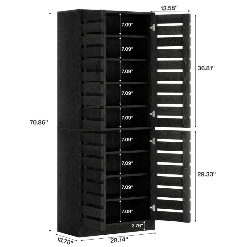 70.8" Tall Shoe Cabinet, Black