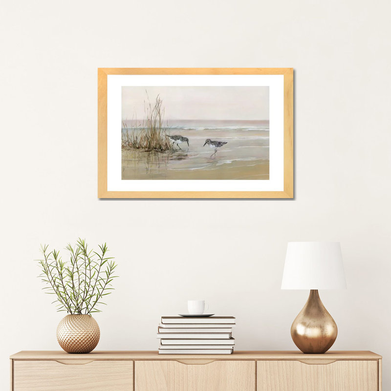 «Early Risers I» par Sally Swatland - reproduction d'art, Toile avec cadre en bois beige, Blanc, H 16 po x l 24 po x P 1 po