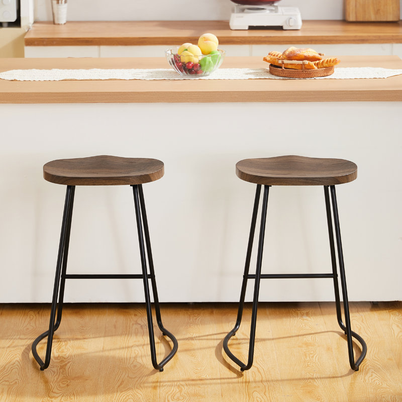 Ensemble de siège de selle en bois massif avec repose-pieds Alazia, Tabouret de comptoir (siège d'une hauteur de 26 p, 2