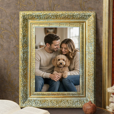 11" x 14" Antique Gold 1PC Statement Picture Frame for Wall and Tabletop Display