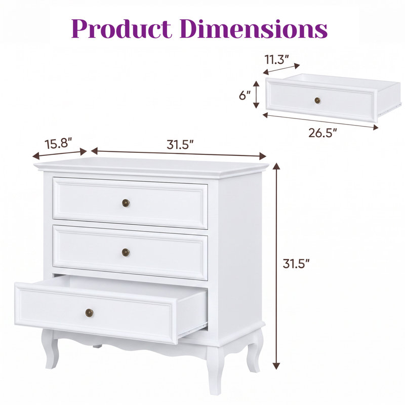 Ensemble de commode 3 tiroirs Fysher