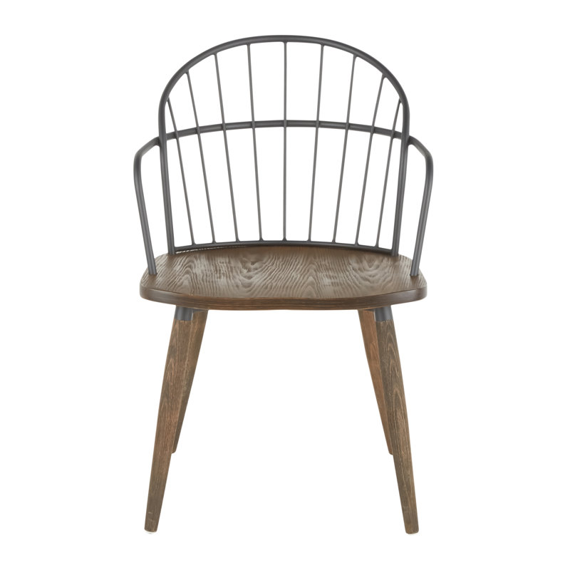 Chaise Riley Industrial en bois de noyer foncé et métal noir par Lumisource
