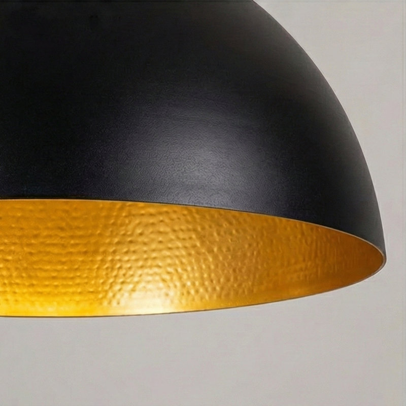 Luminaire suspendu en dôme à hauteur réglable, H 49,6 po x l 23,6 po x P 23,6 po, Noir mat