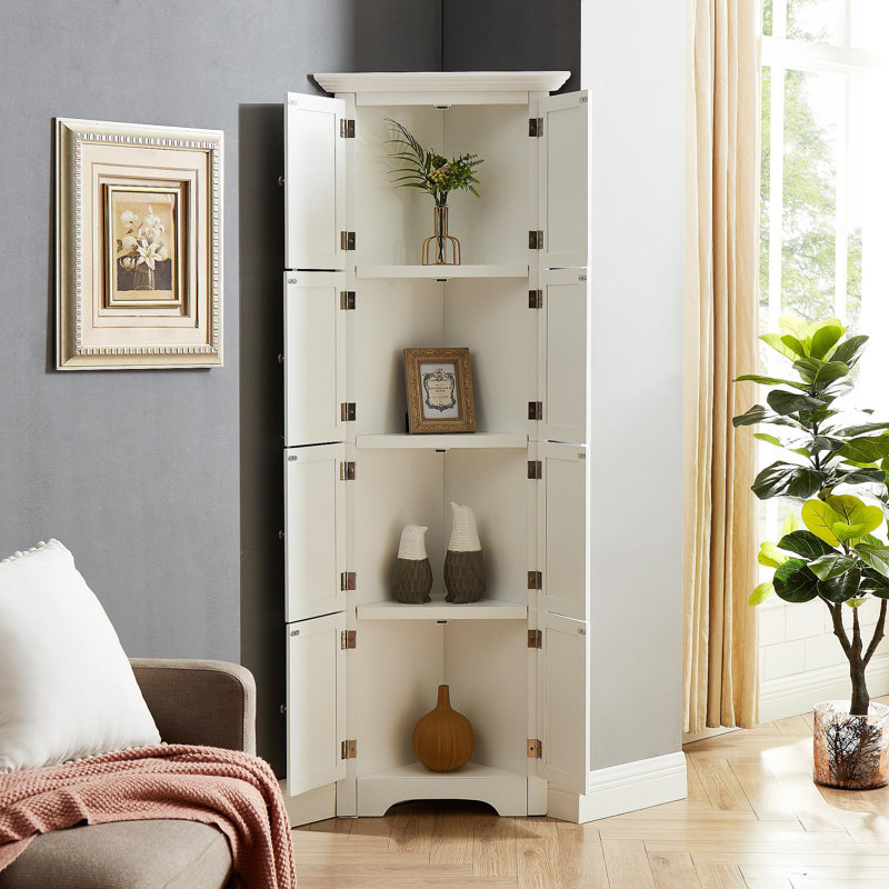 Grande armoire de rangement avec portes et 4 tablettes pour le salon, la cuisine, le bureau, la chambre à coucher, la salle de bain, moderne, blanc