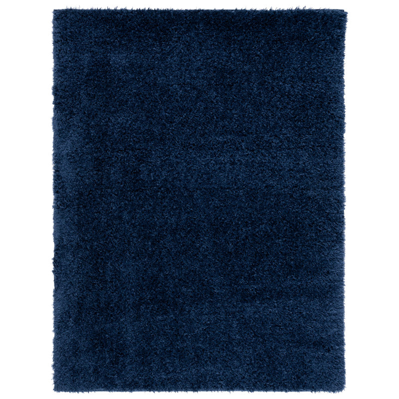 Brelee Solid Color Machine Woven Polyester Area Rug in Navy, Rectangle 8' x 10'