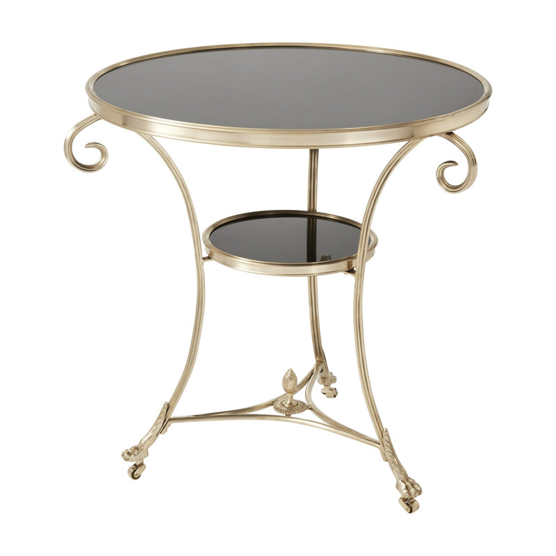 Gueridon Table-Brass/Black Granite, Brass/Black Granite