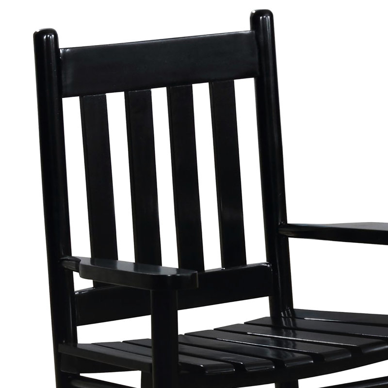 Chaise berçante noire à dossier en lattes
