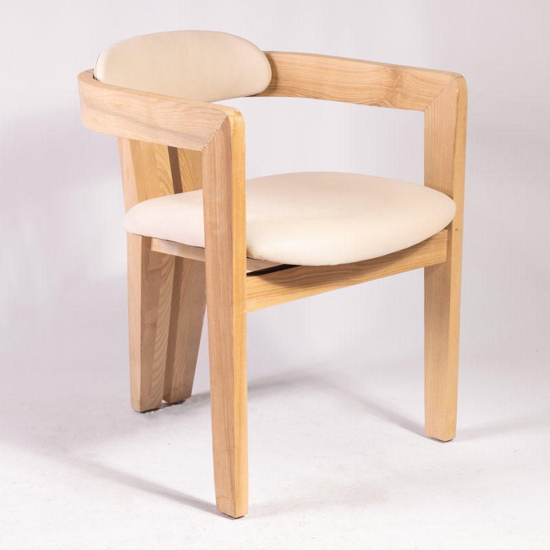 Serena Upholstered Arm Chair, White, Oak 