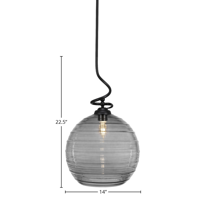 Luminaire suspendu Capri Capri, H 22,5 po x l 14 po x P 14 po, Grey, Noir mat