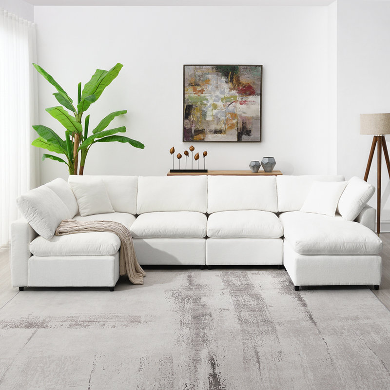 Ensemble de canapé modulaire avec repose-pieds, Beige