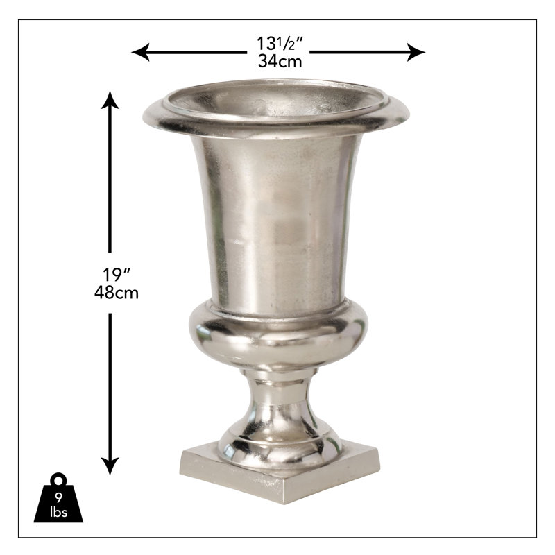 Handmade Polished Silver Metal Trophy Vase, 19 Inches