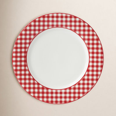 Gingham Red 11" Porcelain Dinner Plate