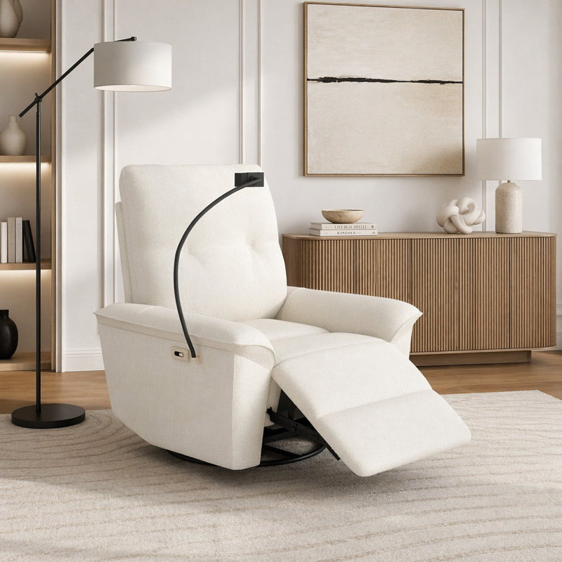 Fauteuil inclinable berçant et pivotant à 270 °, Beige