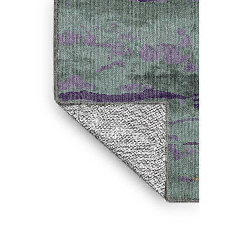 Machine Washable Gray Area Rug, Round 6'