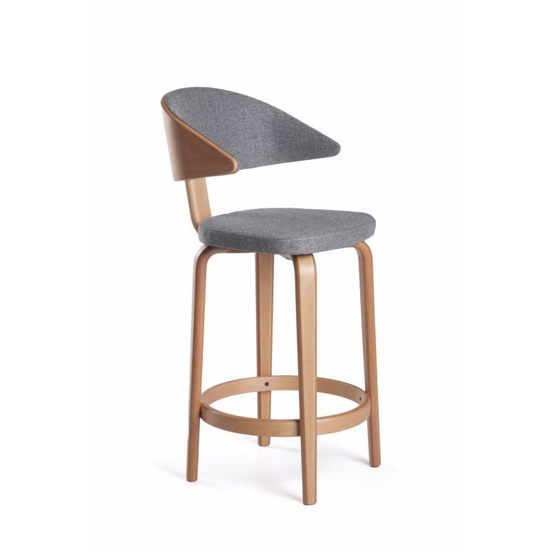 Fila Upholstered Stool with Solid Wood Frame, Natural