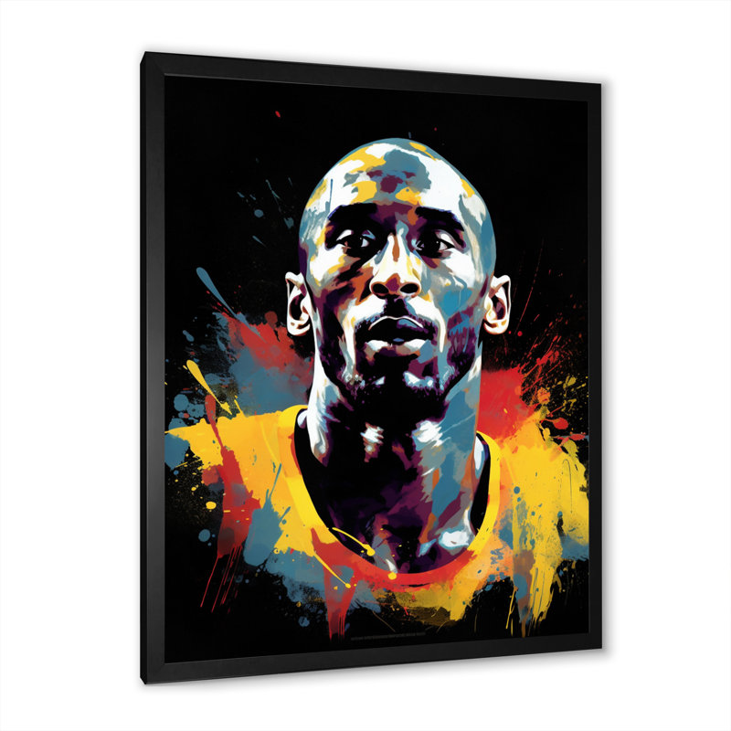 Reproduction d'art sur toile Kobe Memory III - Sports, Cadre photo noir, H 32 po x l 16 po x P 1 po