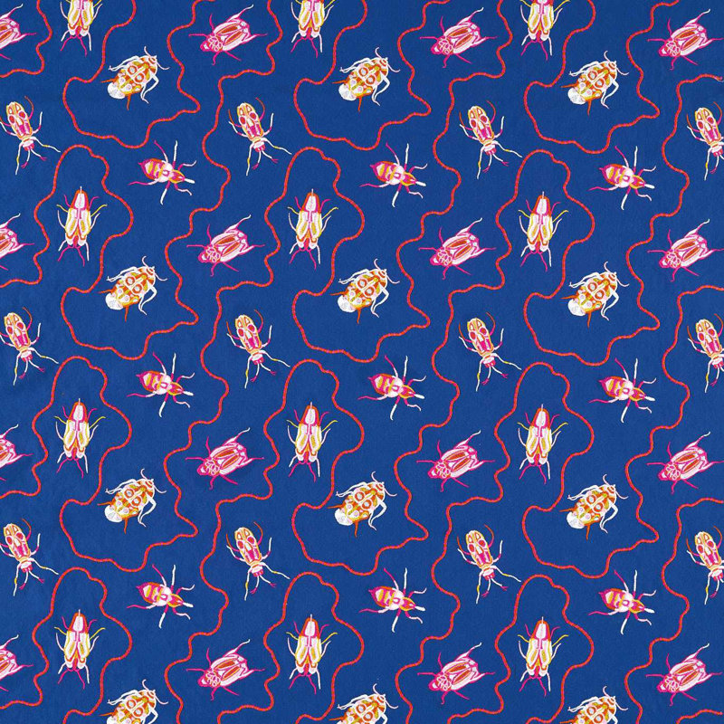 Jewel Beetles Fabric, Lapis