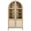 Ensemble de salle à manger 8 pièces avec armoire, table de salle à manger en bois avec espace de rangement, 6 chaises à dossier en rotin et 1 cabiets