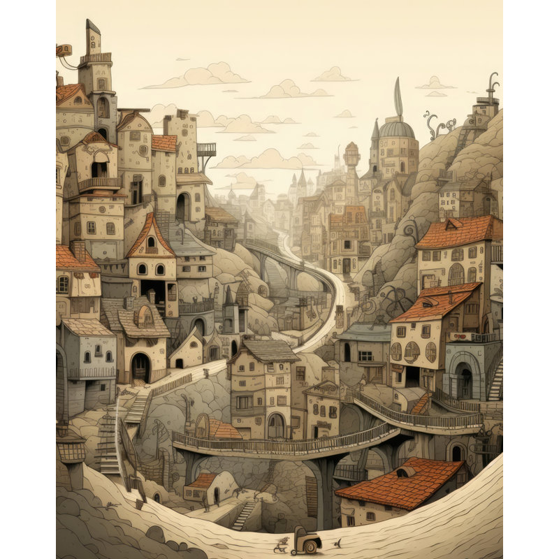 Intricate town hall - 48"x60" Framed canvas