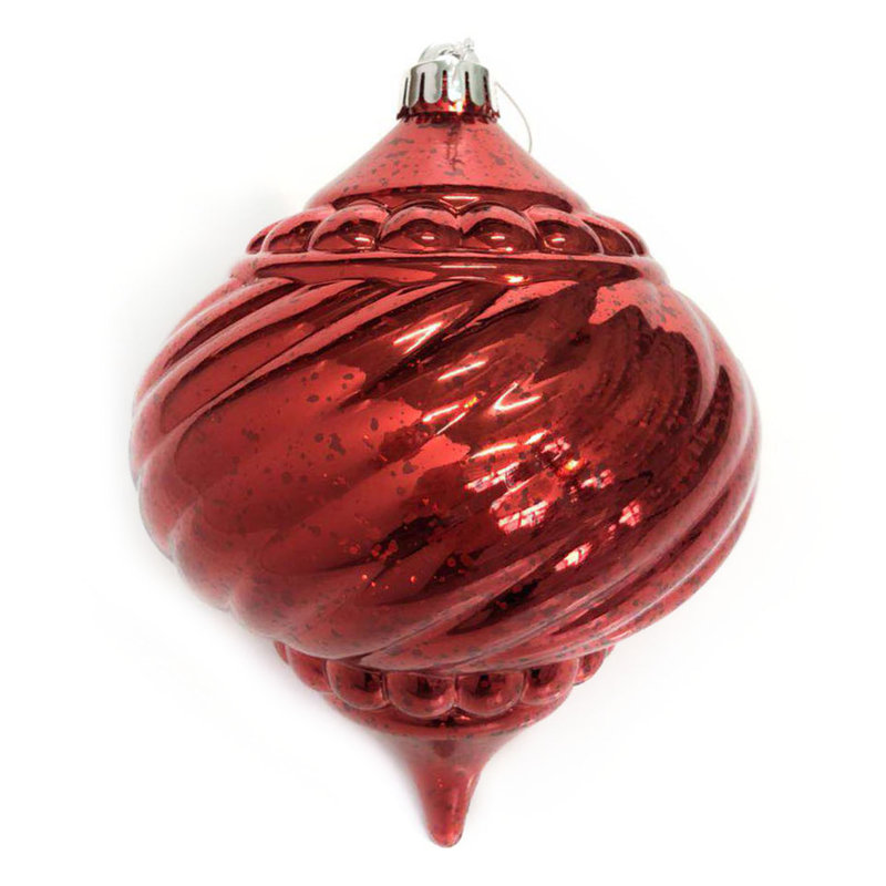 Ornement boule d'oignon en verre nervuré, Rouge