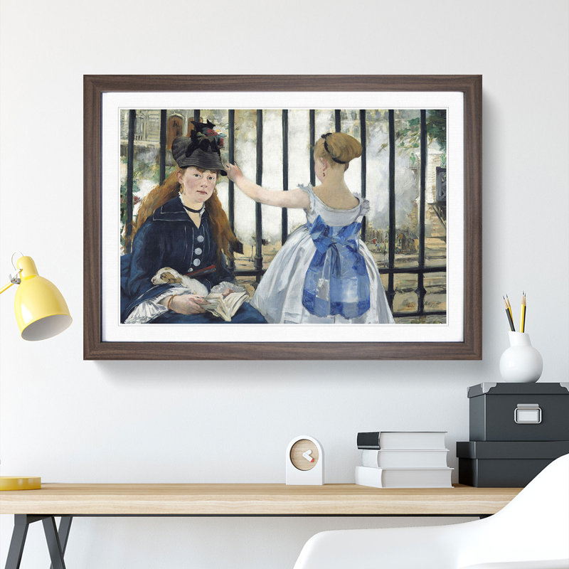 The Railway by Edouard Manet - Picture Frame Painting, 27cm H x 36cm W x 2cm D, Walnut Framed