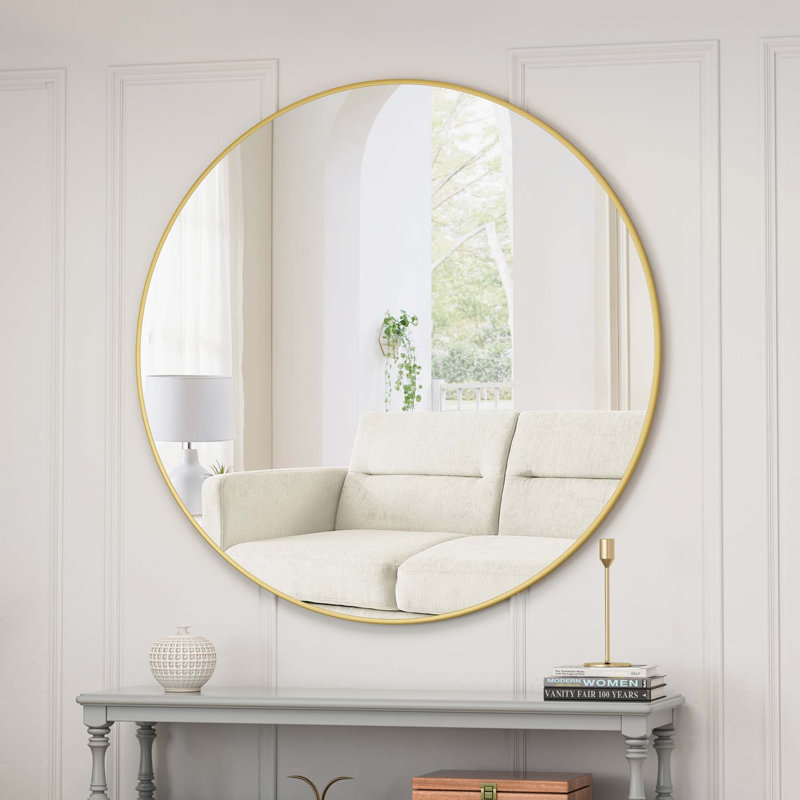 Jeison Metal Round Mirror, Gold, 38" x 38"