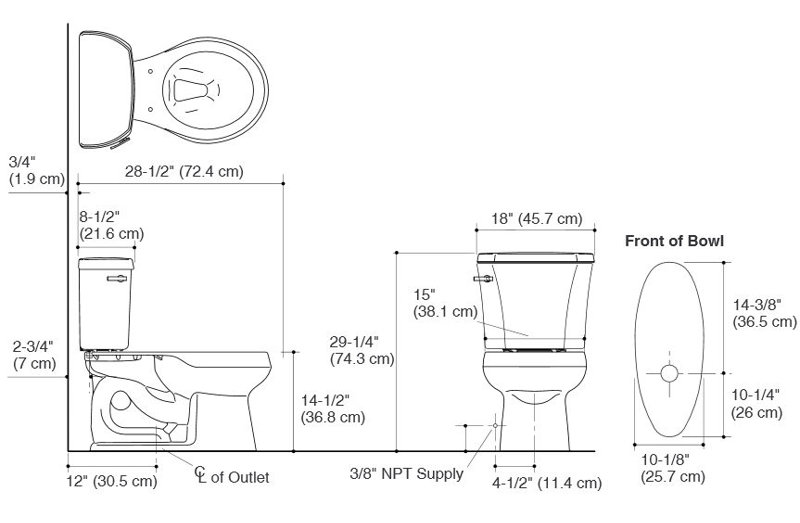 Wellworth® Two-Piece Round-Front 1.6 GPF Toilet with Class Five Flush Technology, Right-Hand Trip Lever and Tank Cover Locks