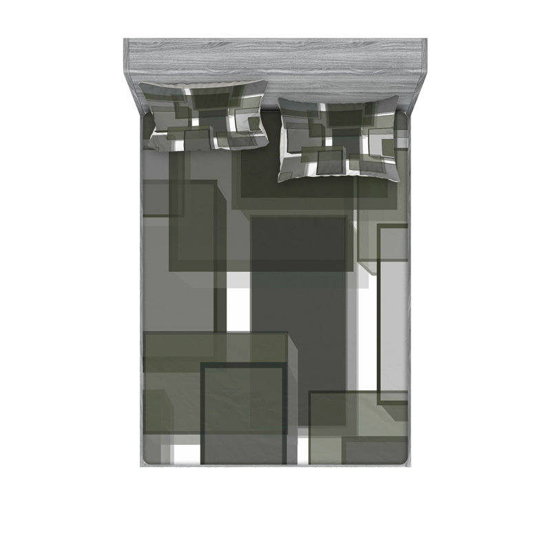 Drap-housse et taie décorative taupe Ambesonne, gris pâle, taupe, vert