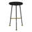 Aronson 24 Inch Backless Counter Barstool with Round Mango Wood Seat | Black Iron Legs | Gold Footrest