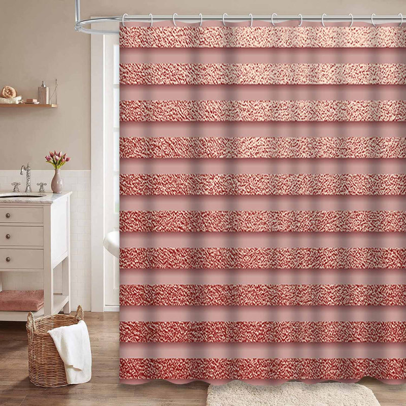 Rideau de douche rose et rose avec 12 crochets, L 72 po x l 72 po