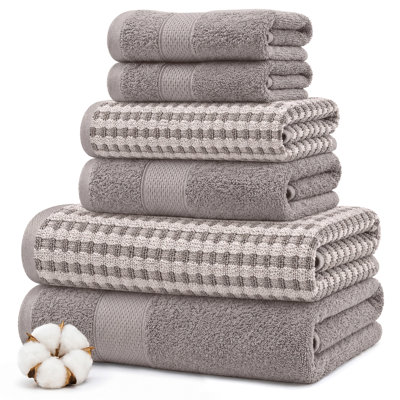 Ensemble de serviettes modernes 100% coton peigné jacquard en fils peignés Drucilla Modern