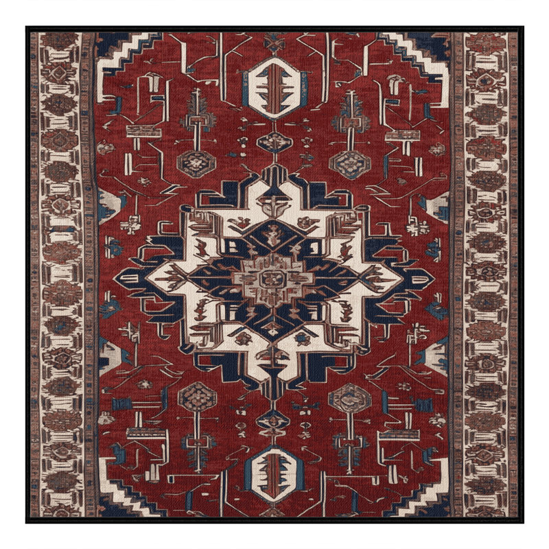Machine Washable Persian Black Area Rug, Square 7'