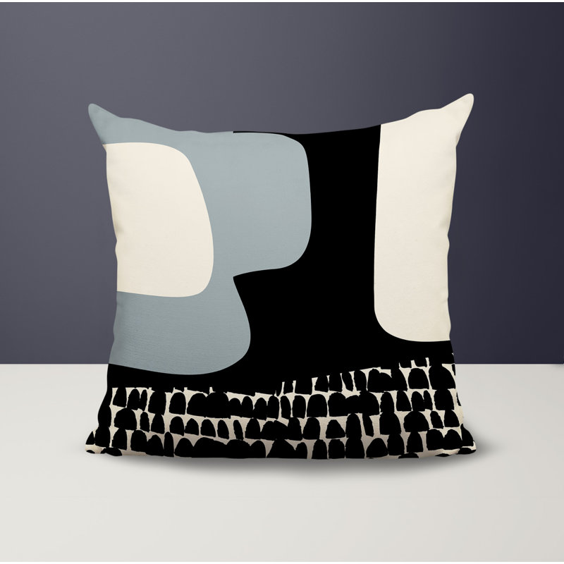 Coussin carré intérieur / extérieur pia, H 17 po x l 17 po, Gris / noir / blanc cassé