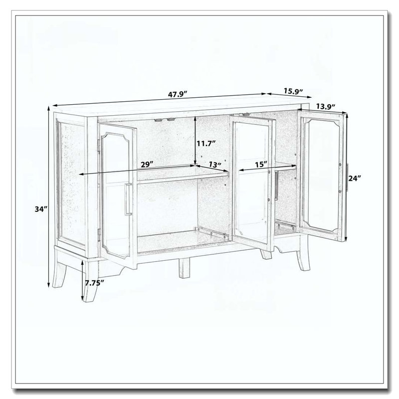Armoire de rangement 3 portes, Blanc ancien