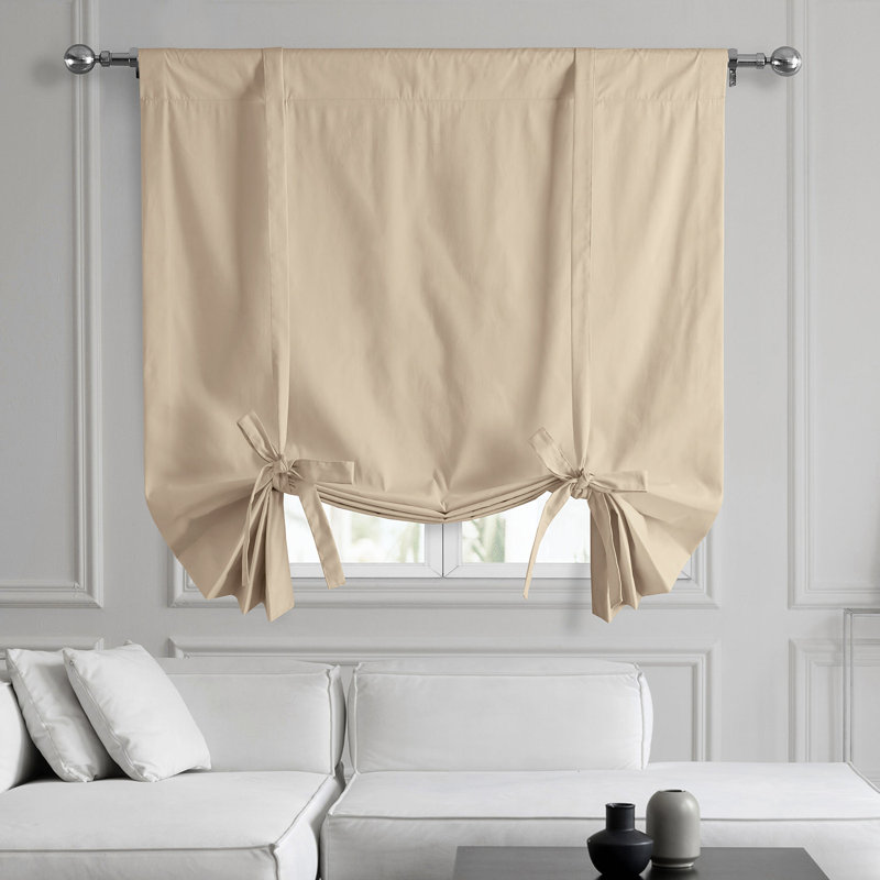 Rideau de fenêtre uni en coton uni, Crème anglaise