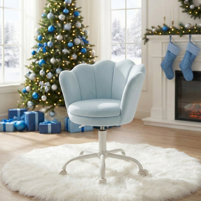 Flower Swivel Adjustable Height Kids Chair With 5 Wheels, Upholstered Velvet Activity Chair For Living Room, Stylish Kids Armchair by Mercer41
