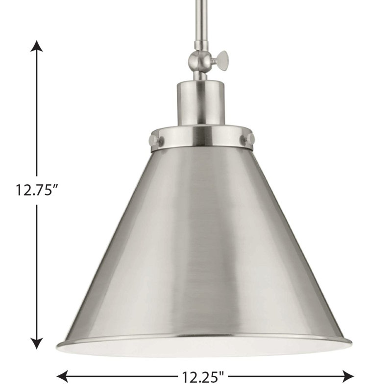 Luminaire suspendu conique 1 lumière, Nickel brossé