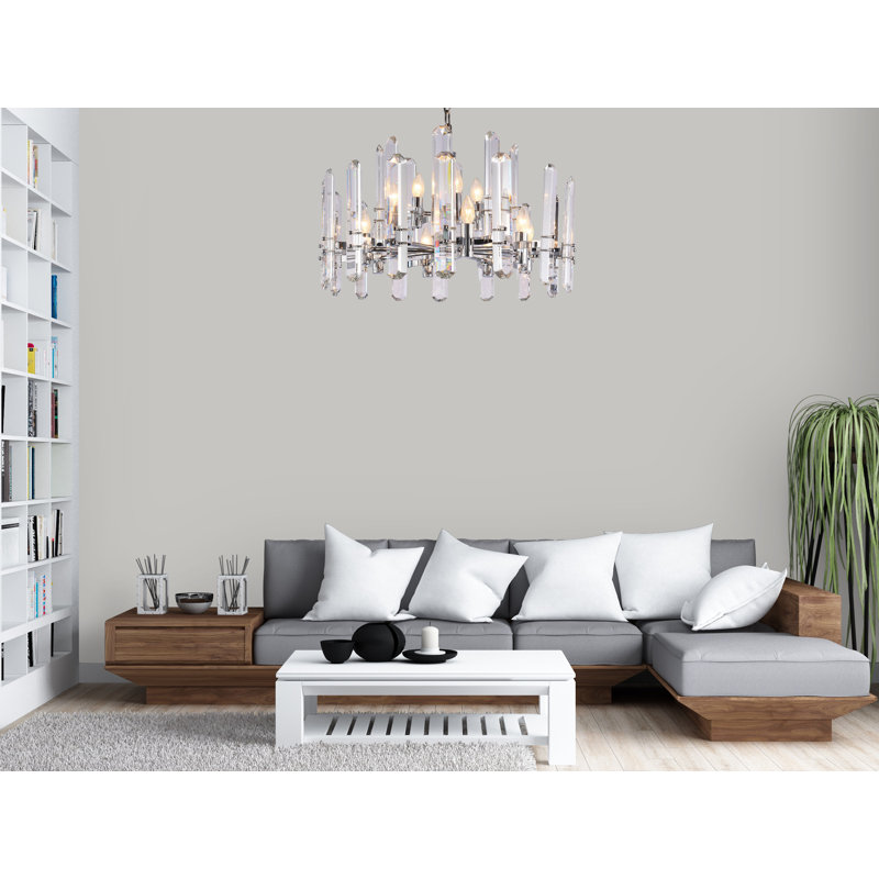 Garlend 12 - Light Gold Chandelier With Crystal Accents, Chrome